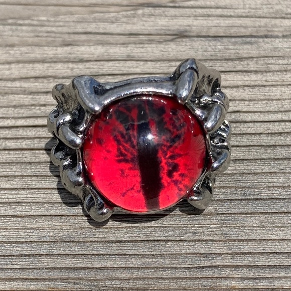 Vintage-Style Punk Large Red Dragon Eye Silver Alloy Adjustable Ring H217 - Picture 2 of 16